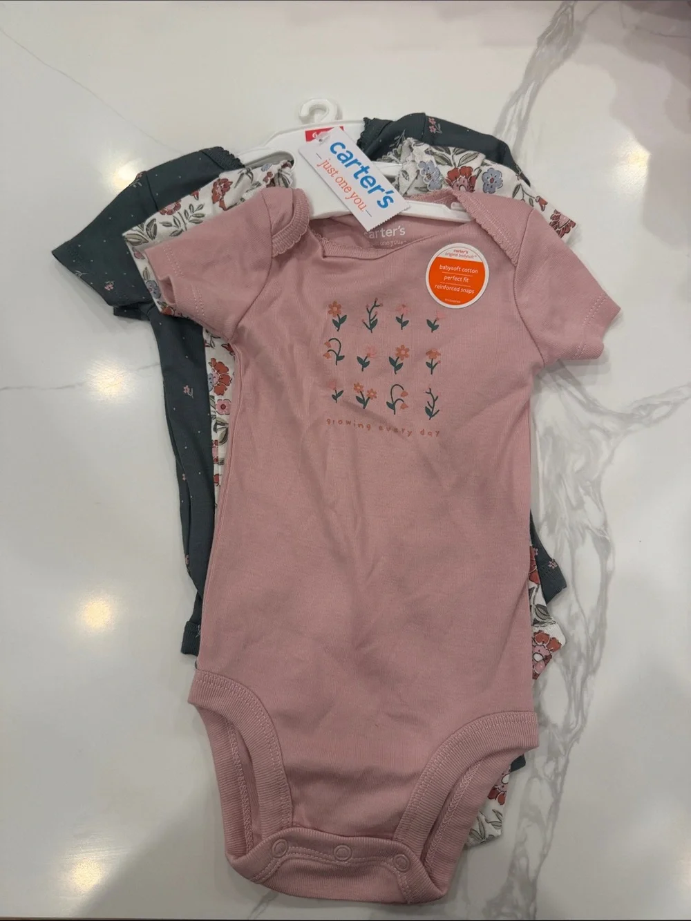 Carter's Mauve Pink Floral Short-Sleeve Baby Bodysuit Set